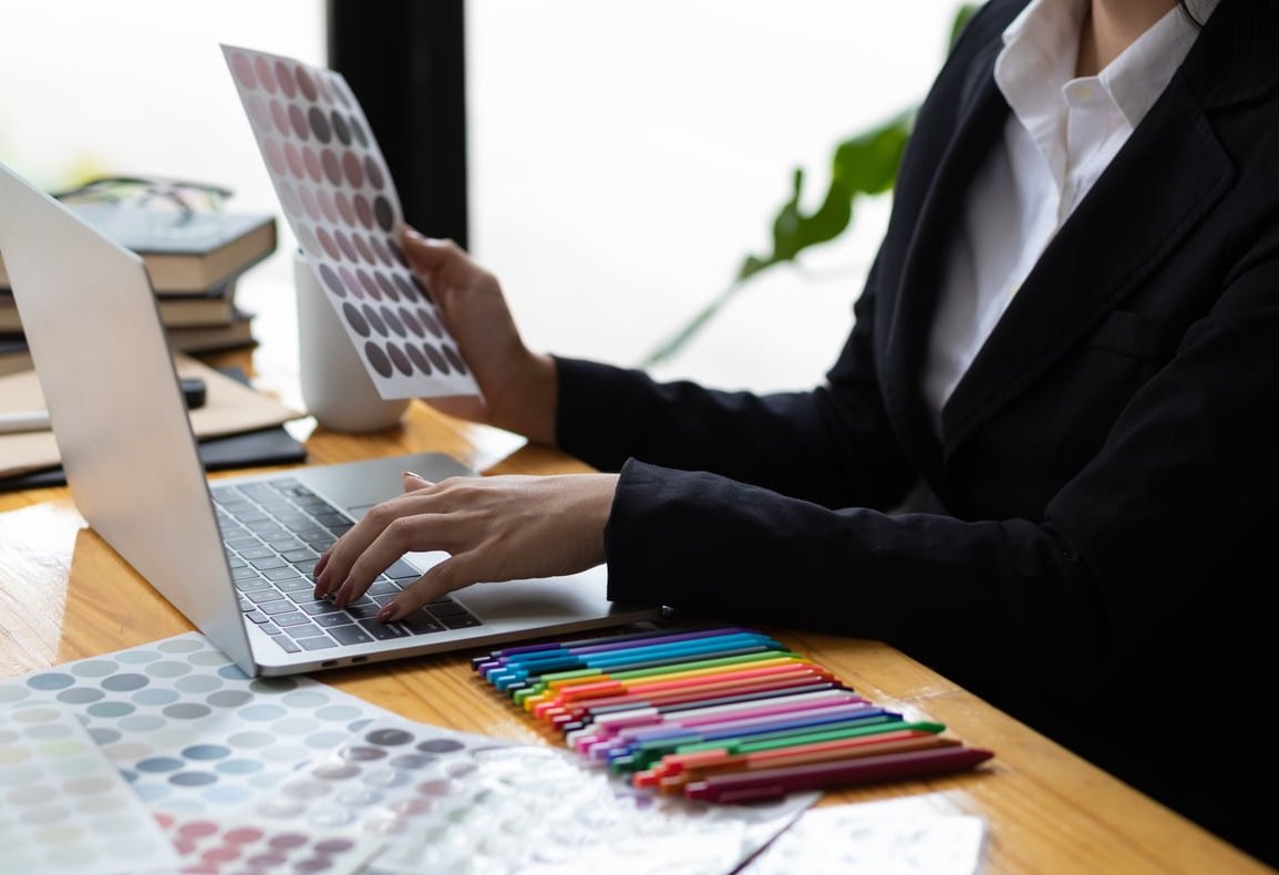 graphic designer working laptop