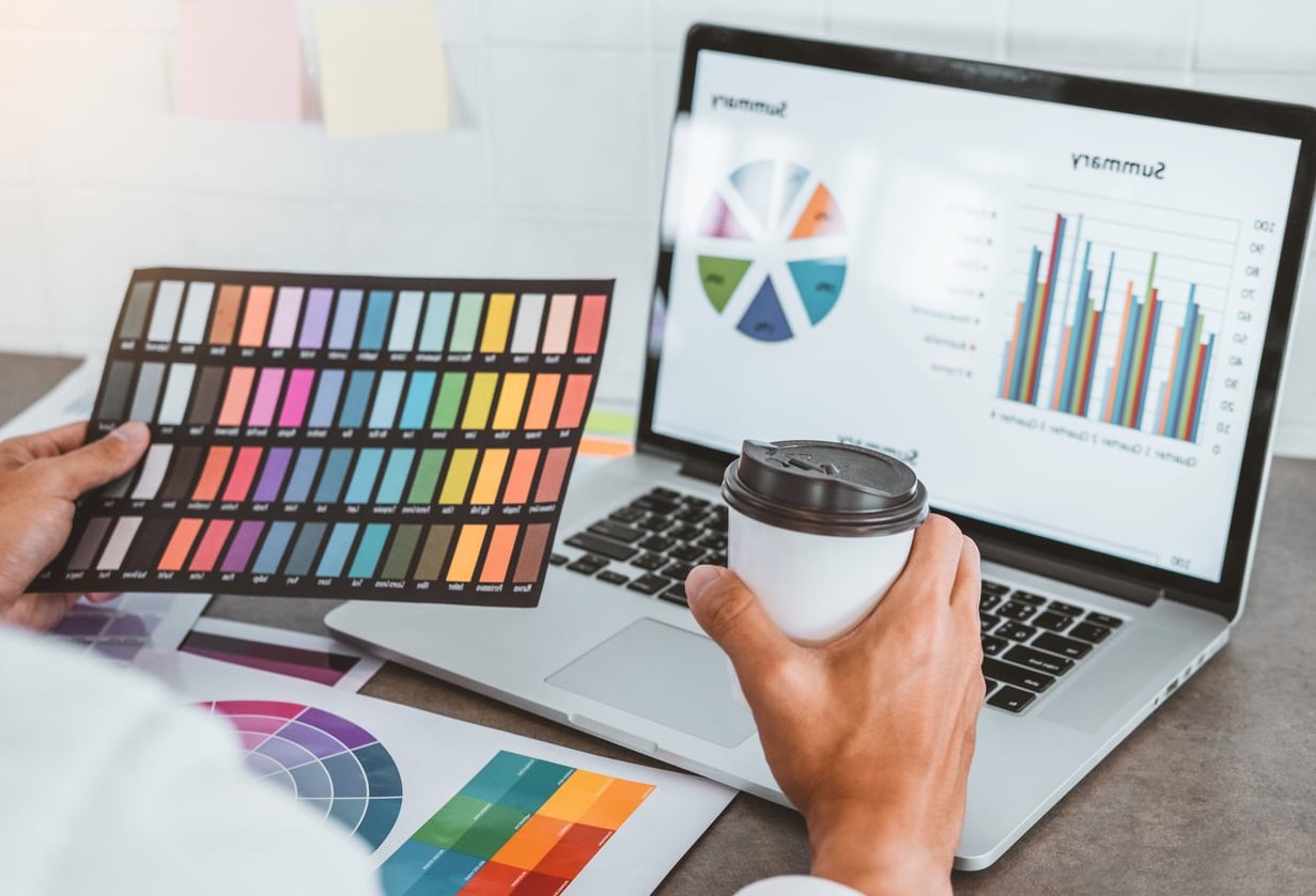 graphic designer working laptop