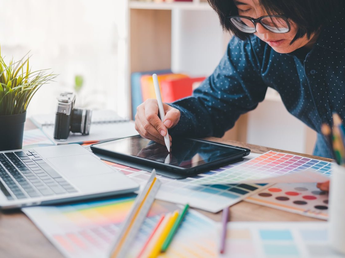 graphic designer working laptop